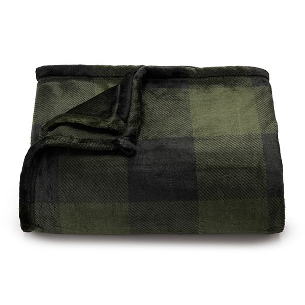 The Big One® Oversized Supersoft Plush Throw Blanket - Green Black Buff