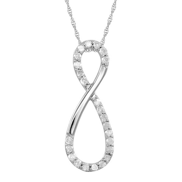 1/4 Carat T.W. Diamond 10k White Gold Infinity Pendant Necklace