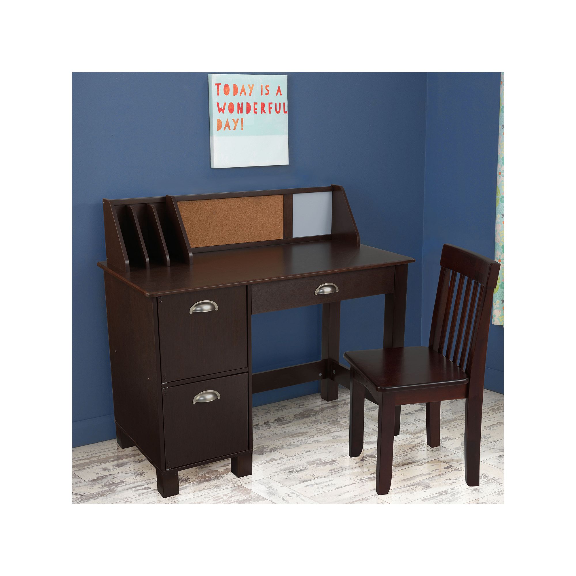 KidKraft Study Desk & Chair Set, Brown