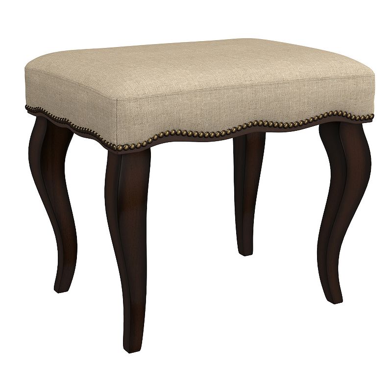 19" Hamilton Backless Upholstered Wood Vanity Stool Burnished Oak/Cream - Hillsdale Furniture