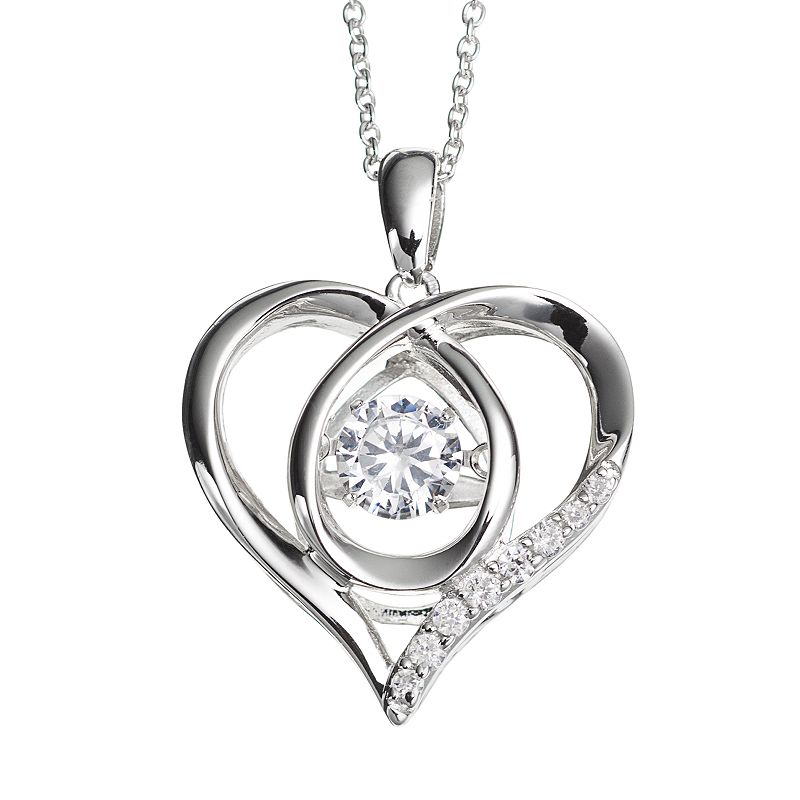 Floating DiamonLuxe 3/4 Carat T.W. Simulated Diamond Sterling Silver Heart 