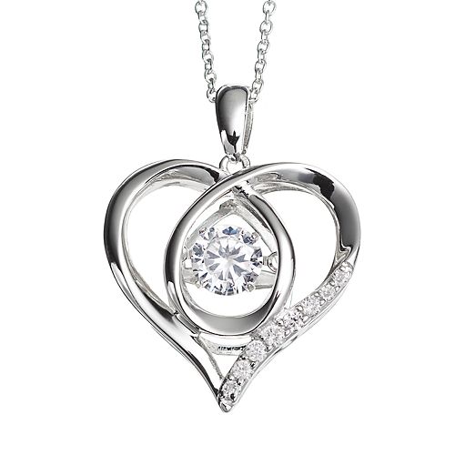 Floating DiamonLuxe 3/4 Carat T.W. Simulated Diamond Sterling Silver Heart Pendant Necklace