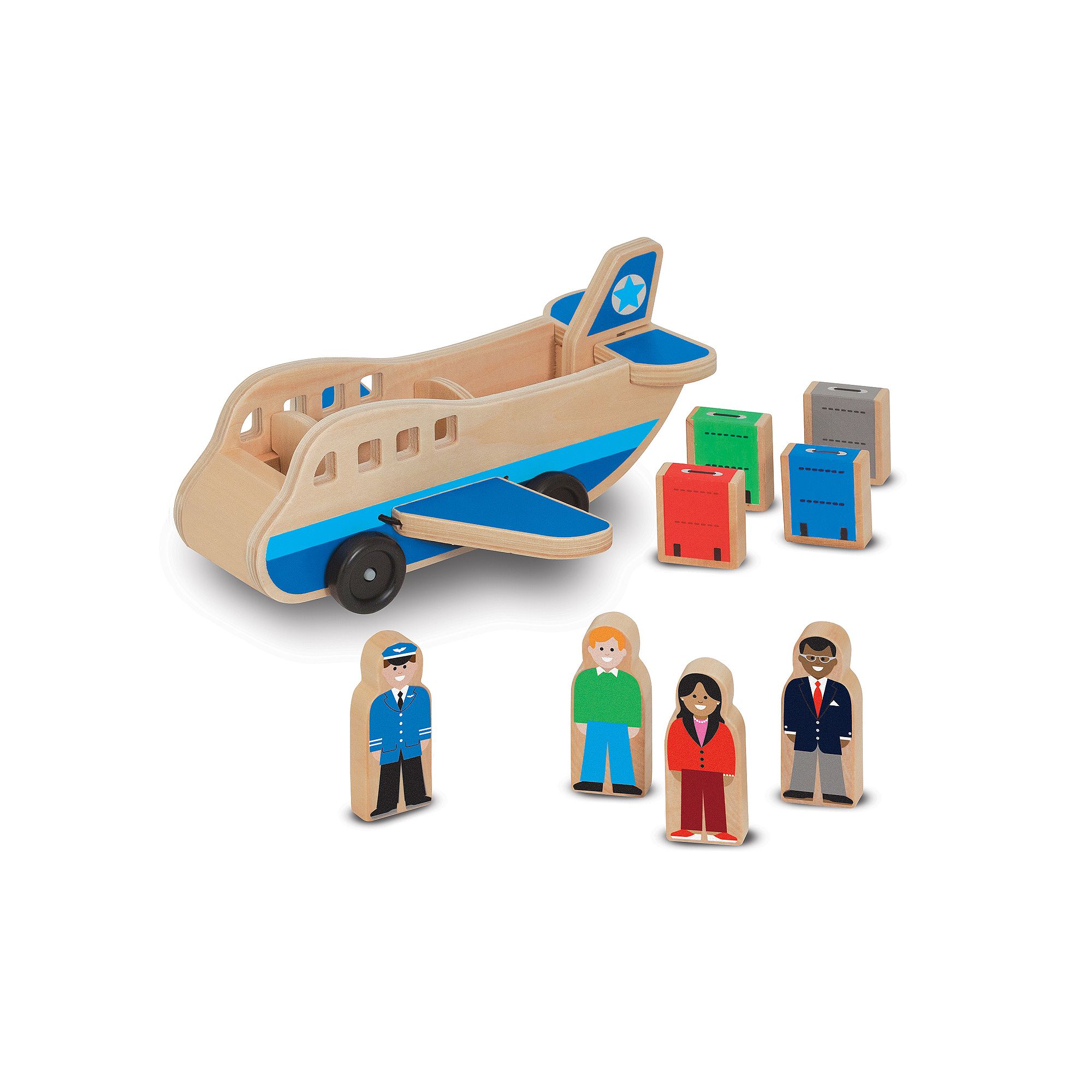 Melissa & Doug Wooden Airplane Play Set, Multicolor