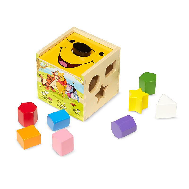 Melissa & Doug Winnie the Pooh Wooden Shape Sorting Cube Toy in Yellow at Nordstrom