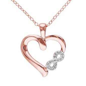 Stella Grace Diamond Accent Pink Rhodium-Plated Sterling Silver Heart Infinity Pendant Necklace
