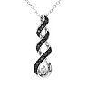 Stella Grace 1/10 Carat T.W. Black Diamond and Lab-Created White Sapphire Sterling Silver Twist Pendant Necklace