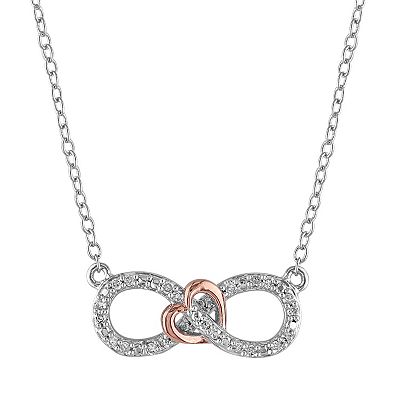 Stella Grace 1 10 Carat T.W. Diamond Two Tone Sterling Silver Infinity Heart Necklace