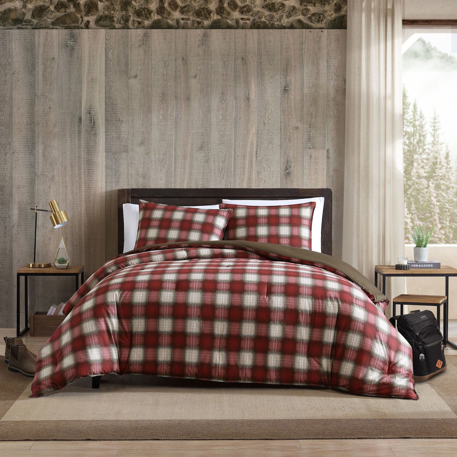 Harper Lane Buffalo Plaid 4-Piece Flannel Sheet Set, Red, Queen, Cotton