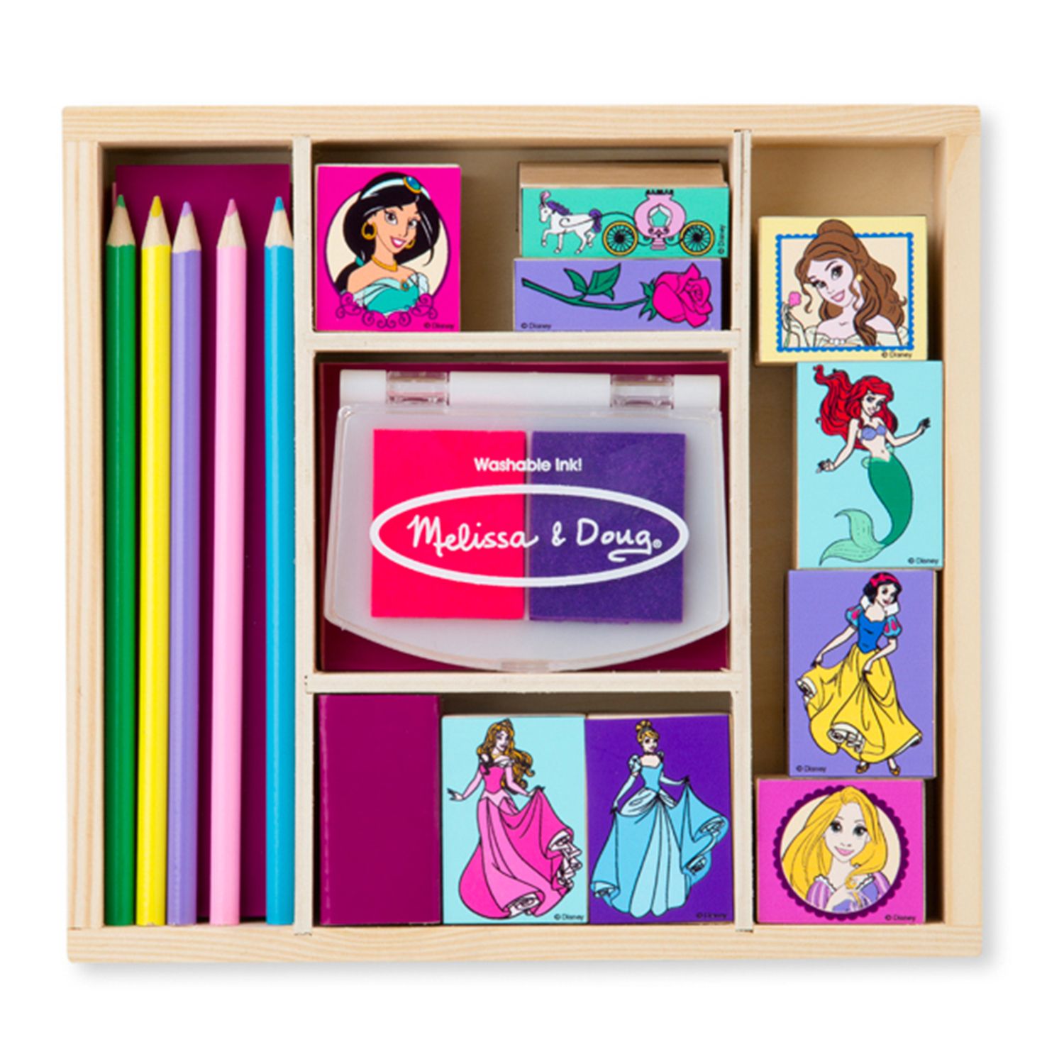 melissa & doug disney princess wooden stamp set