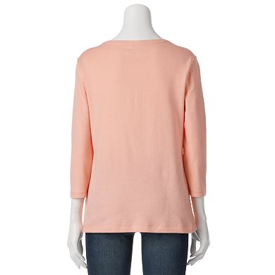 Croft & Barrow® Lace-Front Tee - Women's