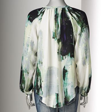 Simply Vera Vera Wang Splatter Crepe Peasant Top - Women's