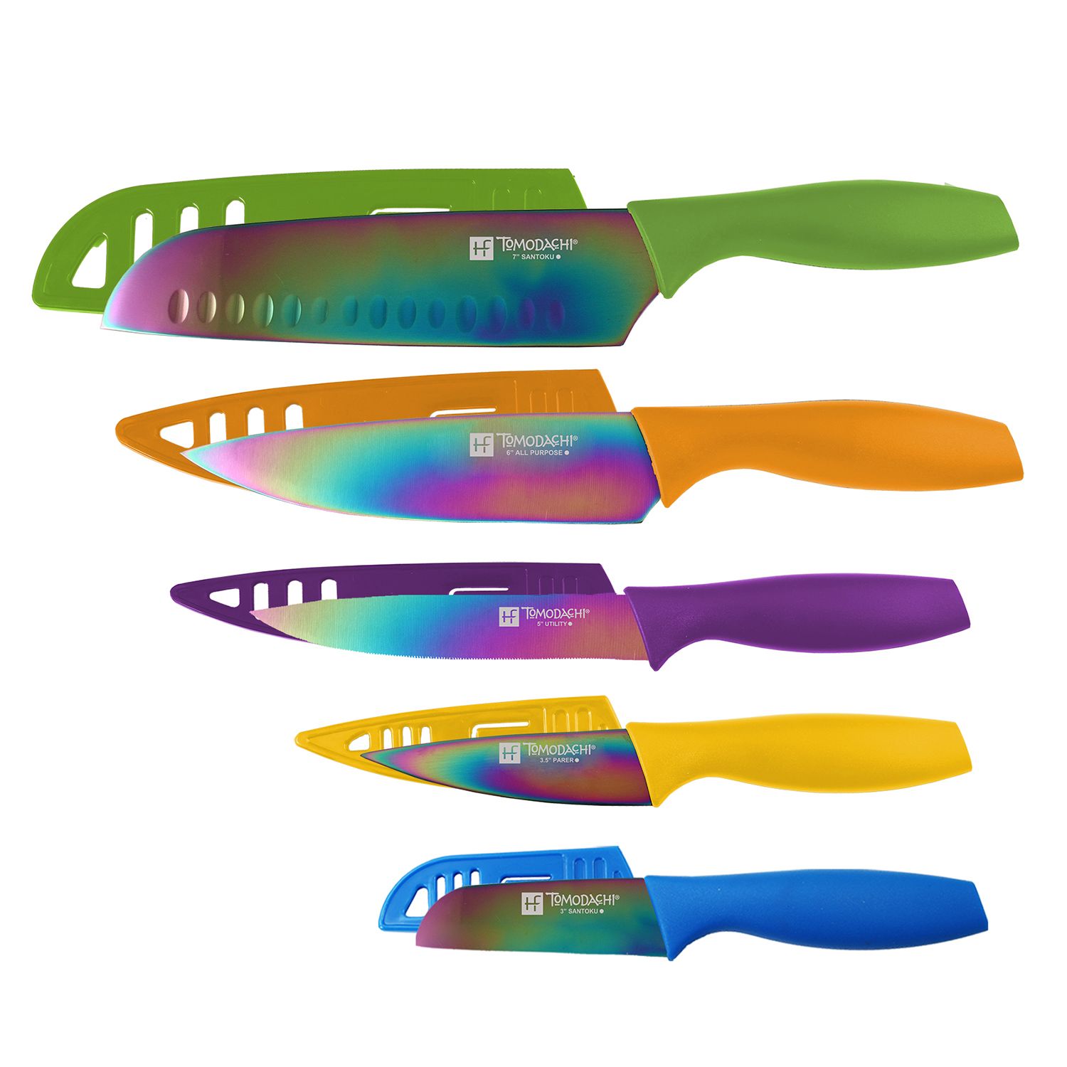 YOLEYA 15 Piece Kitchen Steel Knife Set with Block and Non Stick