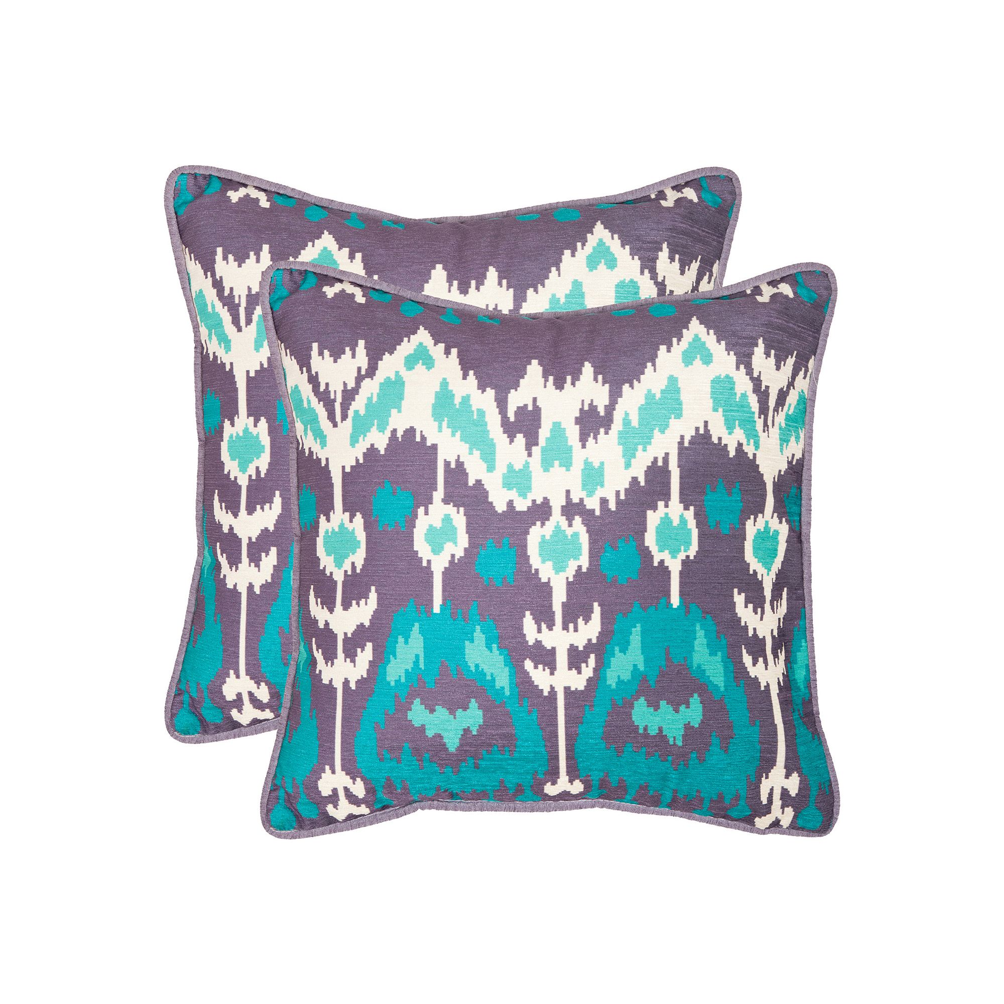 Manhattan 2-piece 22 x 22 Throw Pillow Set, Aqua/Ivory