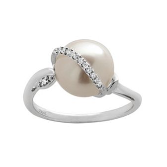 PearLustre by Imperial Freshwater Cultured Pearl & Diamond Accent 14k White Gold Ring