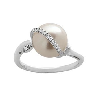 PearLustre by Imperial Freshwater Cultured Pearl & Diamond Accent 14k White Gold Ring
