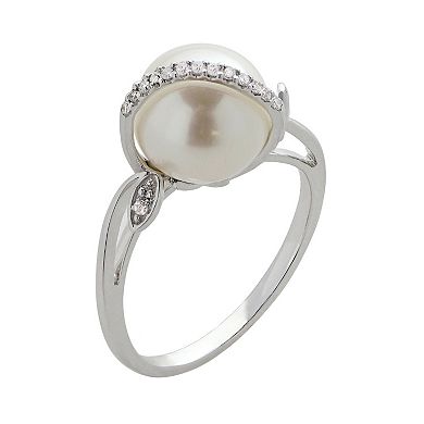 PearLustre by Imperial Freshwater Cultured Pearl and Diamond Accent 14k White Gold Ring