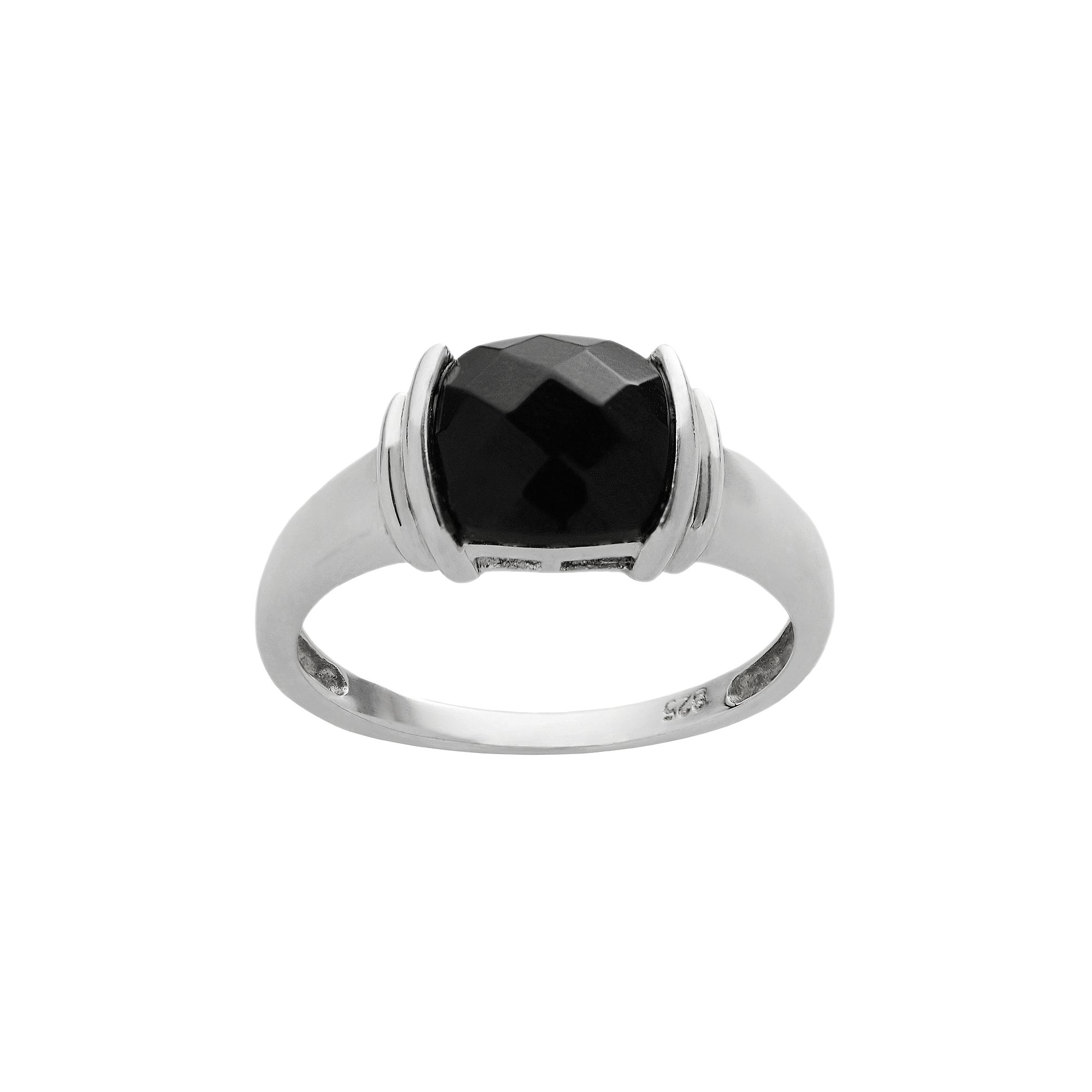 Onyx Sterling Silver Ring, Womens, Size: 9, Black