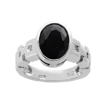 PearLustre by Imperial Onyx Sterling Silver Chain Link Ring
