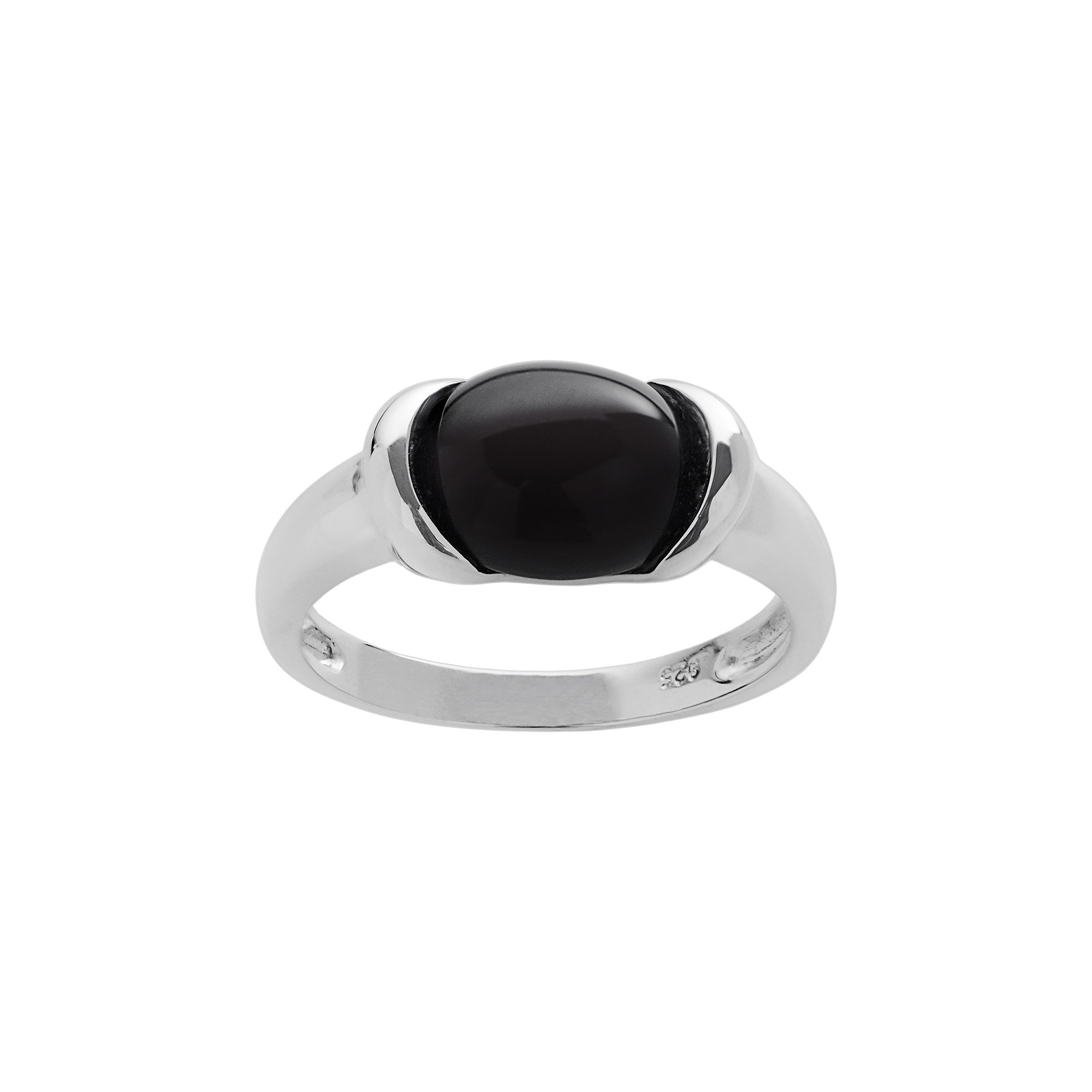 Onyx Sterling Silver Ring, Womens, Size: 6, Black