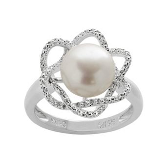 PearLustre by Imperial Freshwater Cultured Pearl & Diamond Accent Sterling Silver Flower Ring