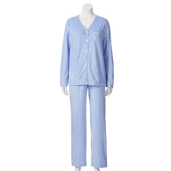 Women's Croft & Barrow® Pajamas: Fleece Satin-Trim Pajama Gift Set