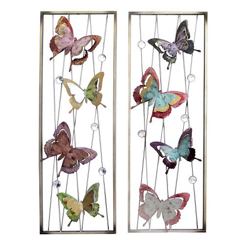 2-piece Butterfly Metal Wall Decor Panel Set