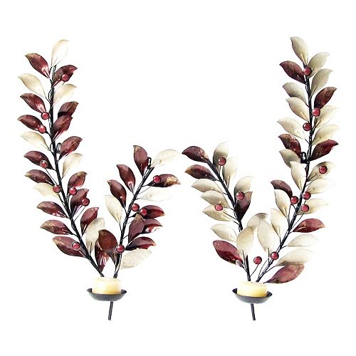 2-piece Branch Metal Candle Wall Sconce Set