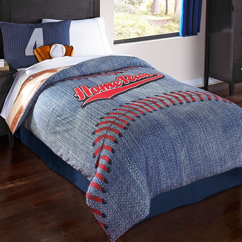 98483402 Baseball Reversible Comforter Set, Blue, Full sku 98483402