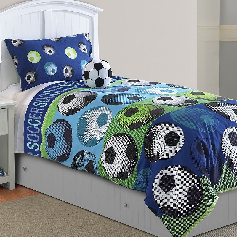 Soccer Comforter Set, Blue, Twin