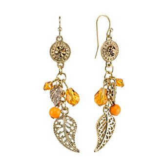 1928 Bead & Leaf Drop Earrings