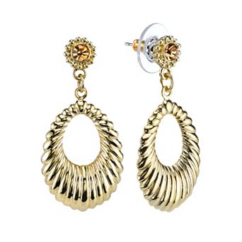 1928 Ribbed Teardrop Earrings