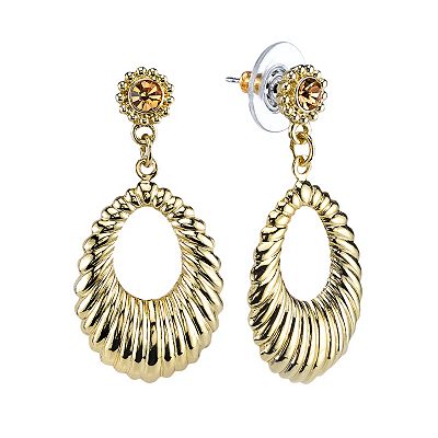 1928 Ribbed Teardrop Earrings