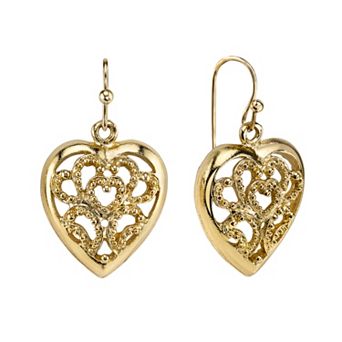 1928 Openwork Heart Drop Earrings