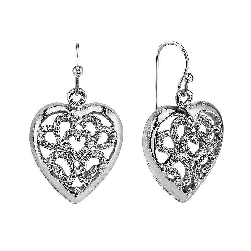 98403658 1928 Openwork Heart Drop Earrings, Womens, Silver sku 98403658