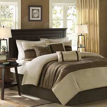 Madison Park Teagan 7 pc Faux Suede Comforter Set with Throw Pillows