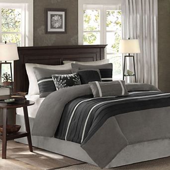 Madison Park Teagan 7 pc Faux Suede Comforter Set with Throw Pillows
