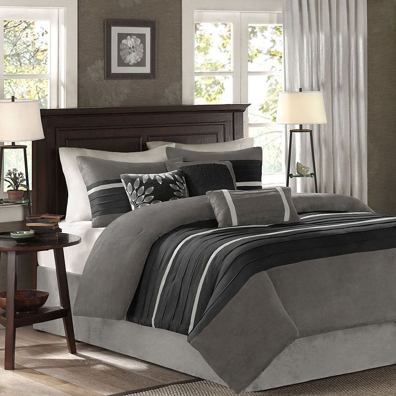 Madison Park Palmer 7 Piece Comforter Set in Black