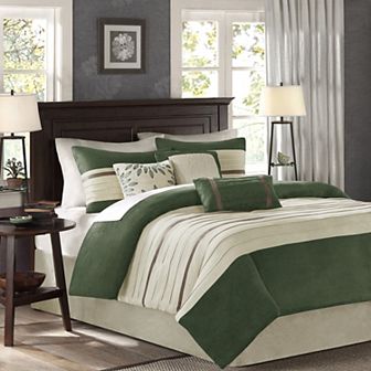 Madison Park Teagan 7 pc Faux Suede Comforter Set with Throw Pillows