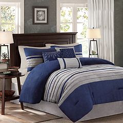 Madison Park Bristol 6-Piece Striped Comforter Set With Throw Pillows