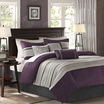 Madison Park Teagan 7 pc Faux Suede Comforter Set with Throw Pillows