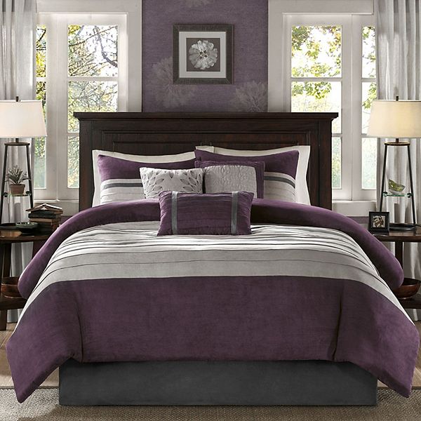 Madison Park Teagan 7-pc. Faux Suede Comforter Set - Purple (CAL KING)