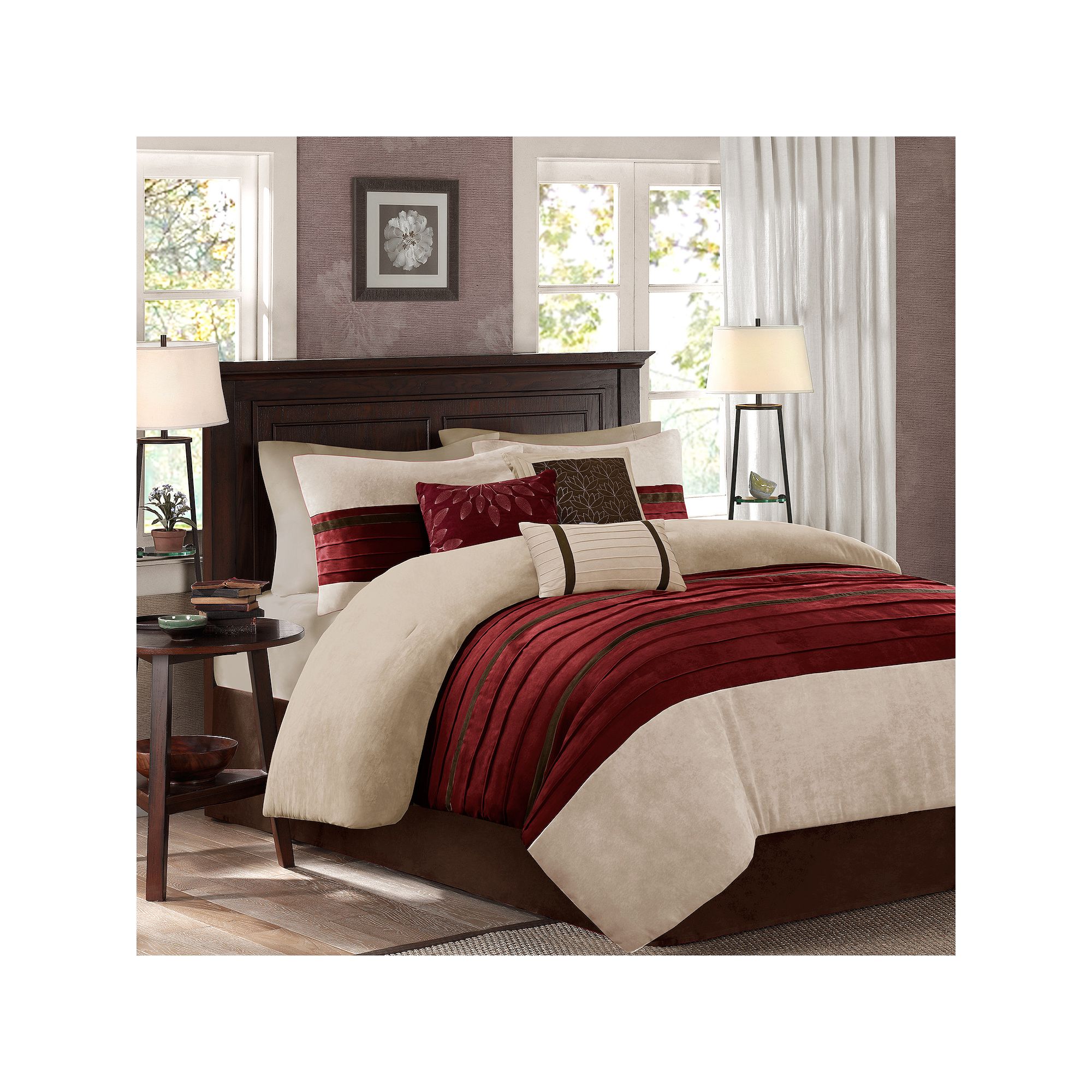 Madison Park Teagan 7-pc. Faux Suede Comforter Set with Throw Pillows, Red