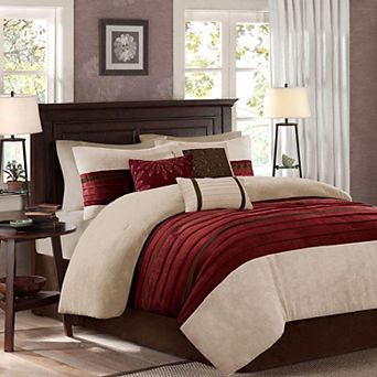 Madison Park Teagan 7 pc Faux Suede Comforter Set with Throw Pillows