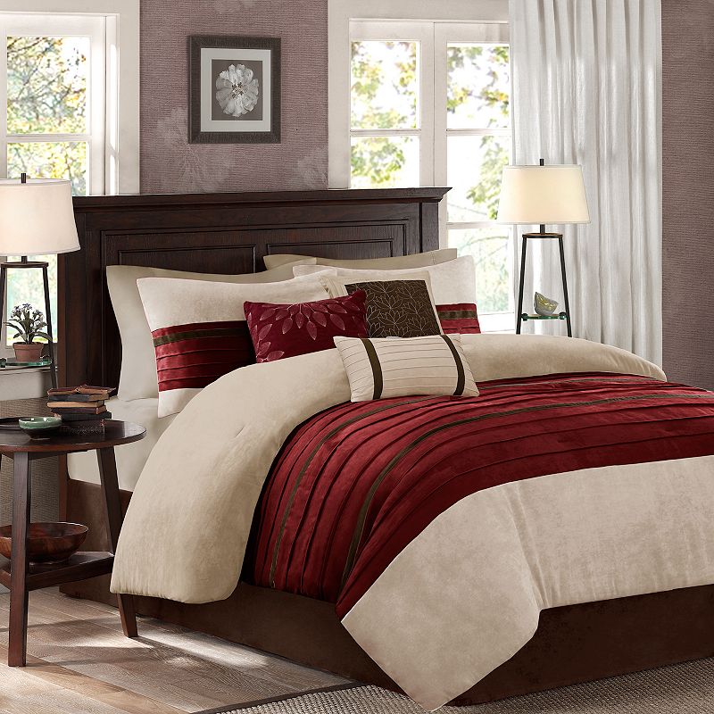 Madison Park Teagan 7-pc. Faux Suede Comforter Set with Throw Pillows, Red,