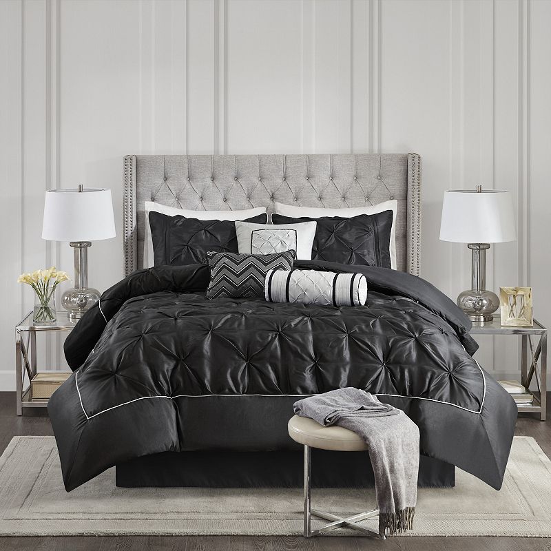 Black Piedmont Tufted Comforter Set (Queen) 7pc