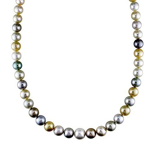 Stella Grace Dyed South Sea and Tahitian Cultured Pearl Necklace in 14k ...