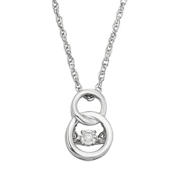 Dancing Love Diamond Accent Sterling Silver Double Circle Pendant Necklace