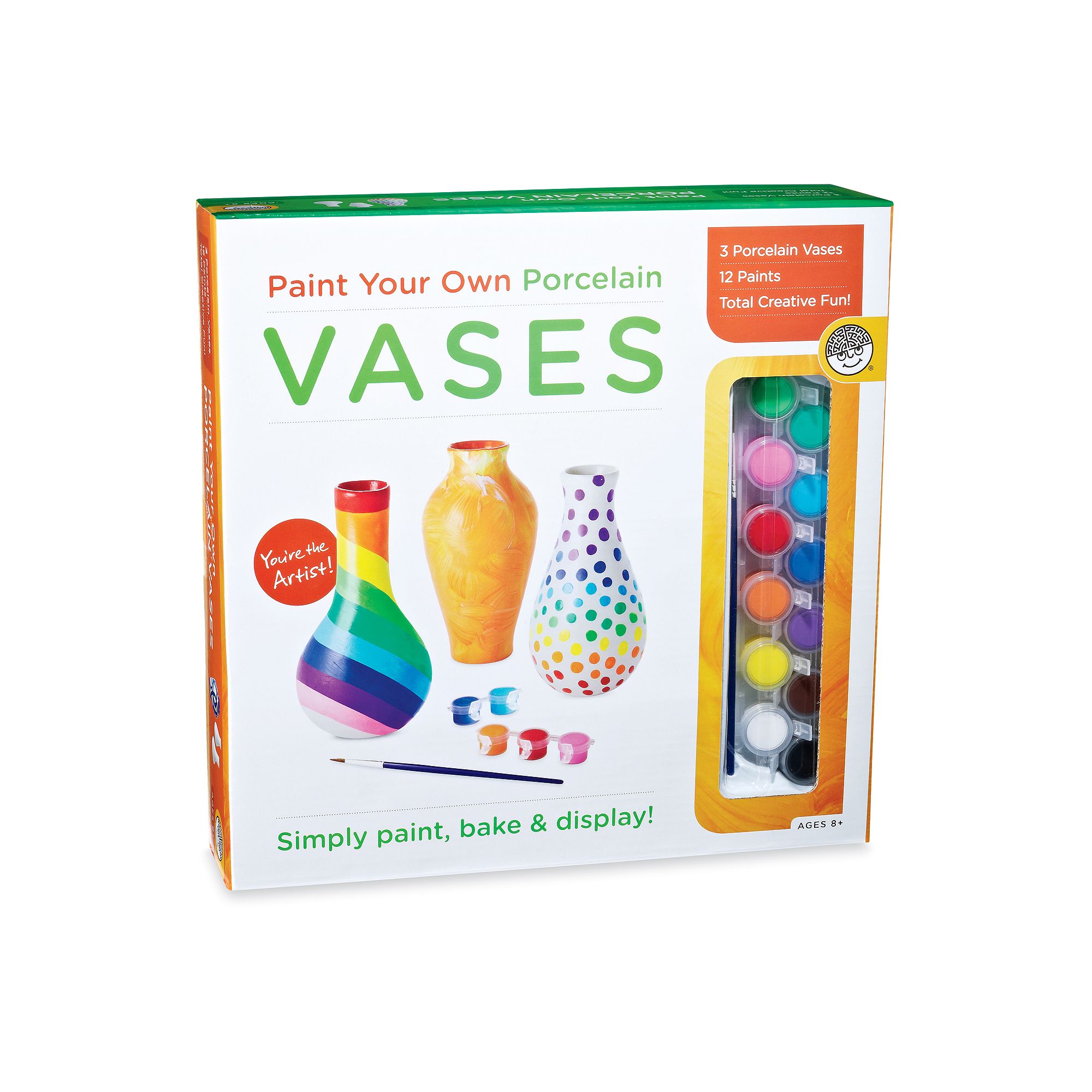 MindWare Paint Your Own Porcelain Vases Kit, Multicolor
