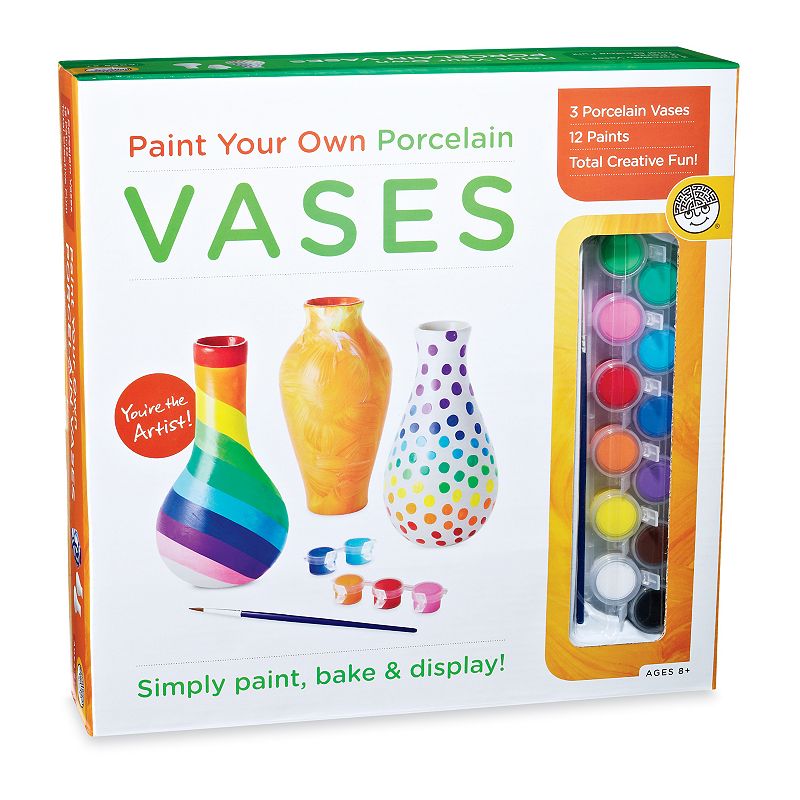 MindWare Paint Your Own Porcelain Vases Kit, Multicolor