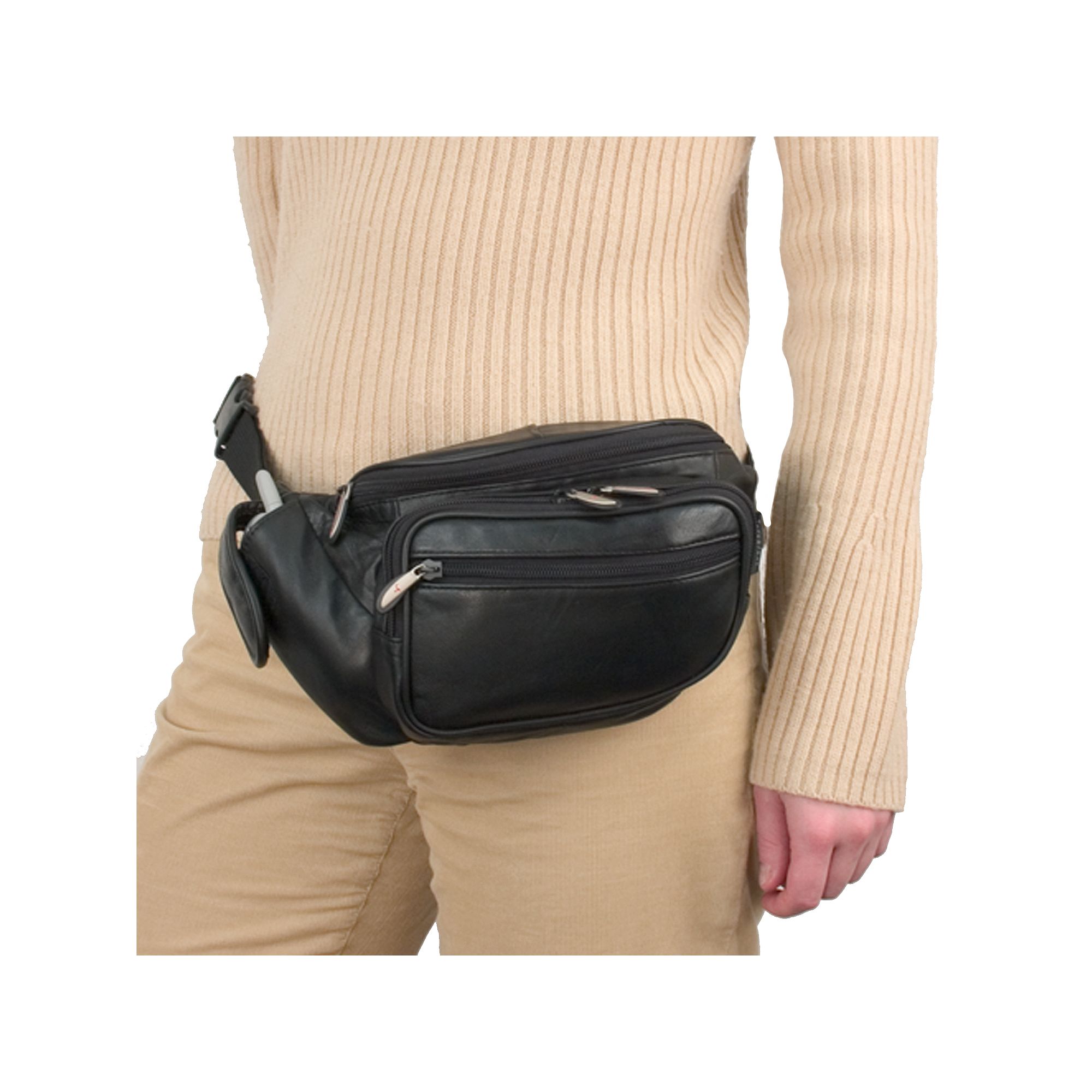 Travelon Leather Waist Pack, Black